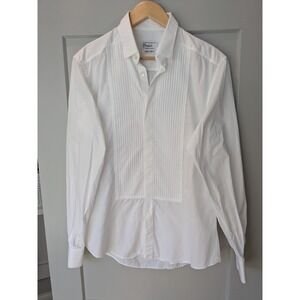 Anto Beverly Hills White Tuxedo Shirt Mens L/S Formal‎ Dress Button Size 16.5